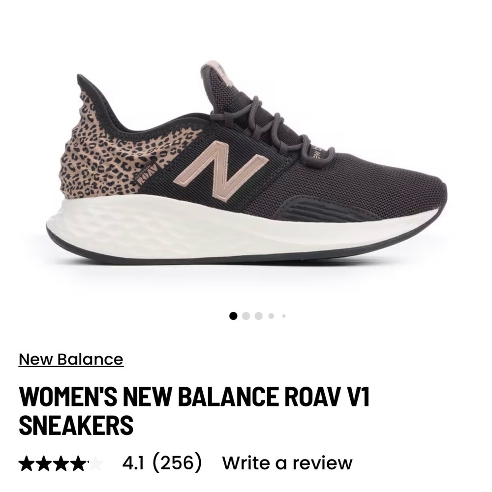 New Balance Fresh Foam ROAV Women's Black and Leopard Print Sneakers - Picture 7 of 8